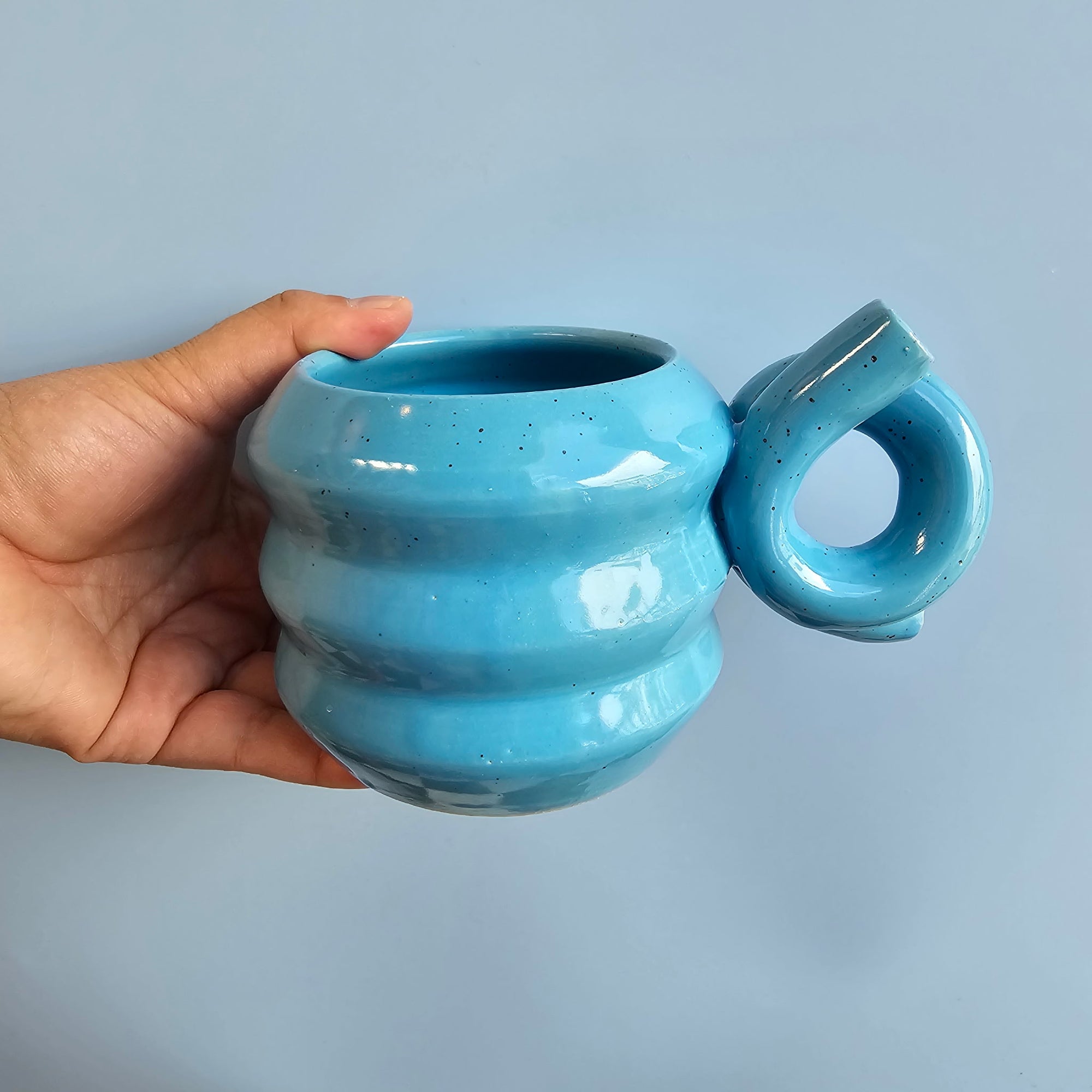 LIGHT SPECKLE TROPICAL BLUE TWITY ZIGZAG MUG